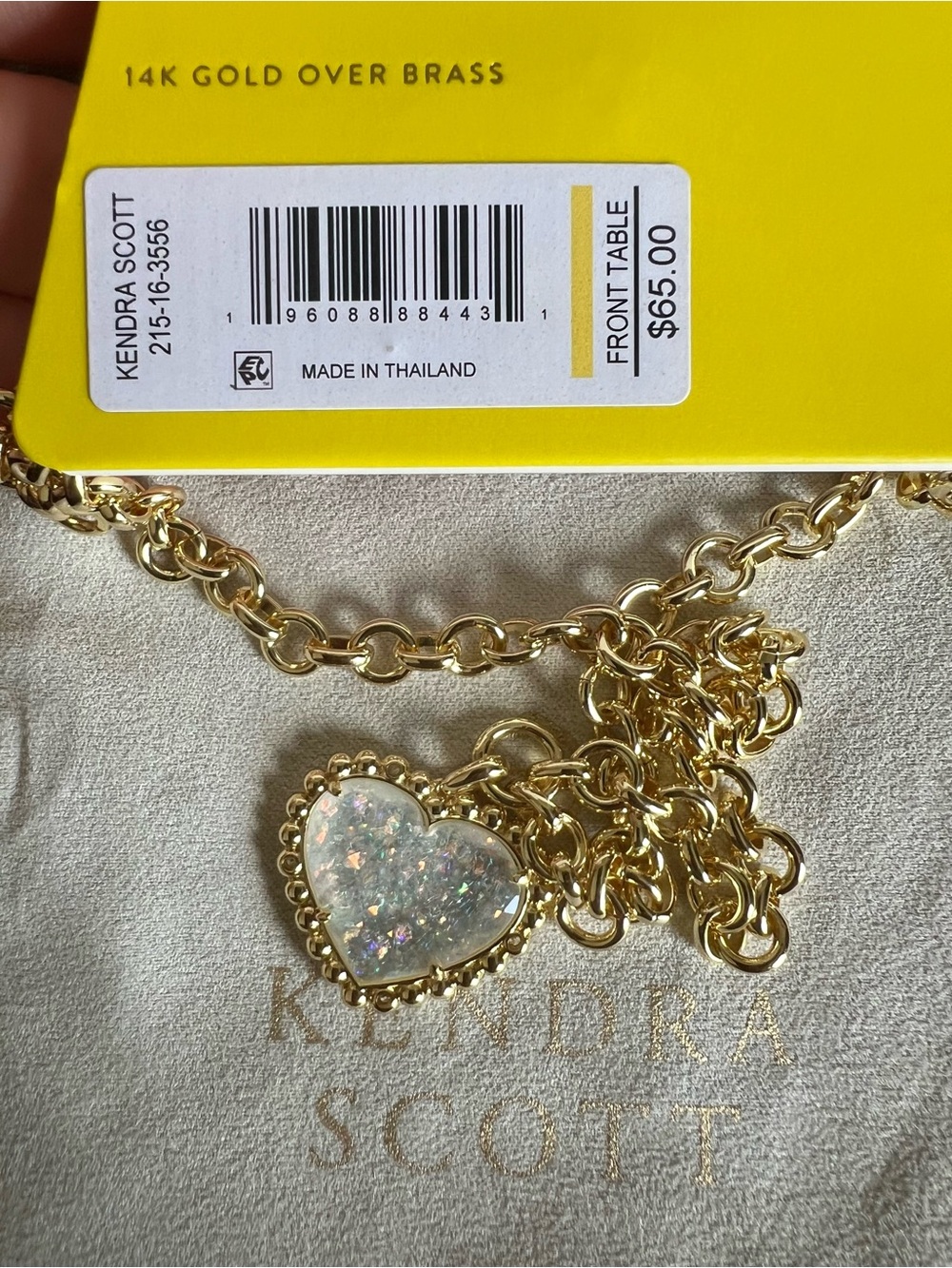 Kendra Scott Anna Framed Gold Heart Necklace with Iridescent White Opalite - Picture 6 of 8